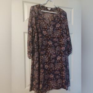 Garnet Hill Womens Size 10 Silk Brown semi sheer lined dress